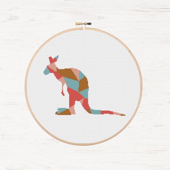Kangaroo Cross Stitch Pattern Australia Joey Mosaic by Stitchonomy