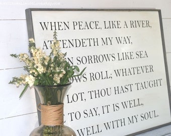 It is well with my soul wood sign, Christian hymn sign, It is well wood sign, scripture sign, hymn sign, faith sign, farmhouse style sign