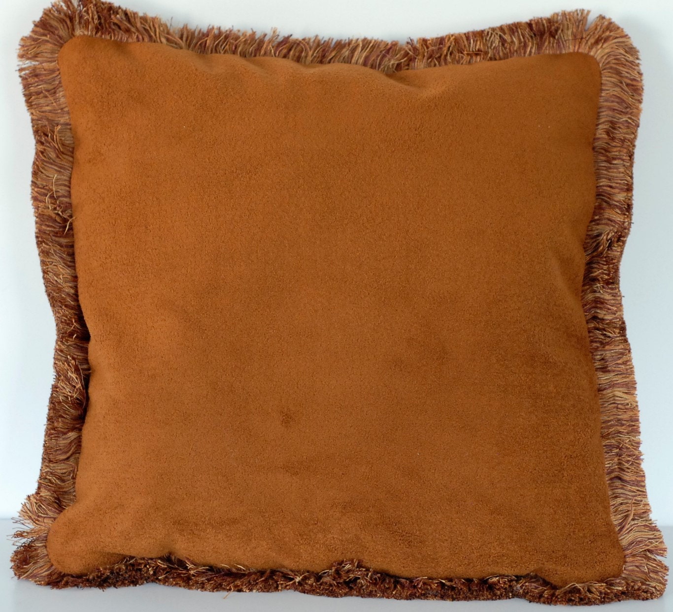 cotton velvet burnt orange throw pillows with fringe for sofa