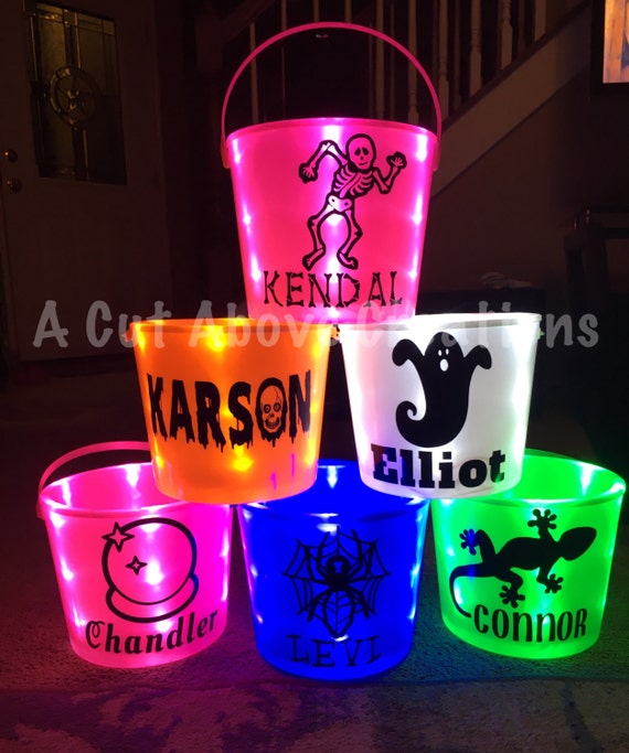 Personalized Lightup Halloween Bucket battery powered