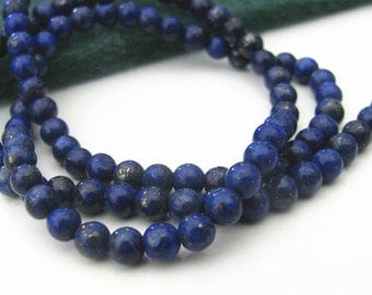 Lot de 10 perles lapis lazuli véritables 6 mm