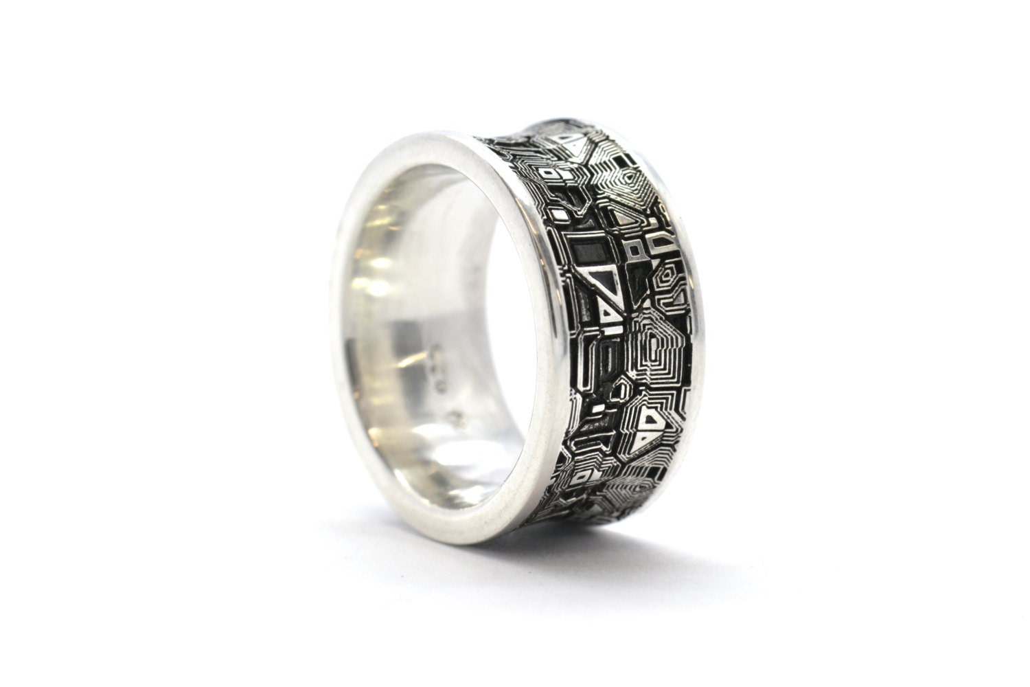 Circuit Board Ring Sterling Silver Men's by SuttonSmithworks