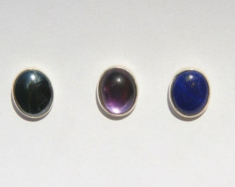 Gemstone Tie Tacks - Lapis - Hematite - Amethyst