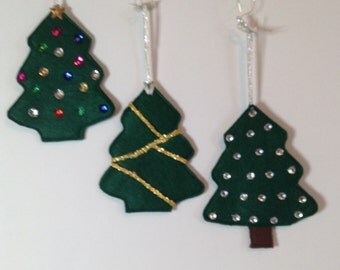 Christmas Ornaments, Felt Christmas Trees,Set of 3,Christmas Decorations, Felt Ornaments,Christmas Decor,Felt Christmas Tree CTO106