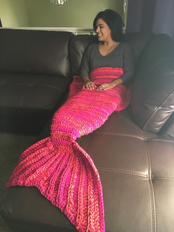 Mermaid Tail Blanket crocheted mermaid blanket adult by momagainco