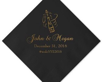 New Years Eve/Winter Personalized Wedding Napkins