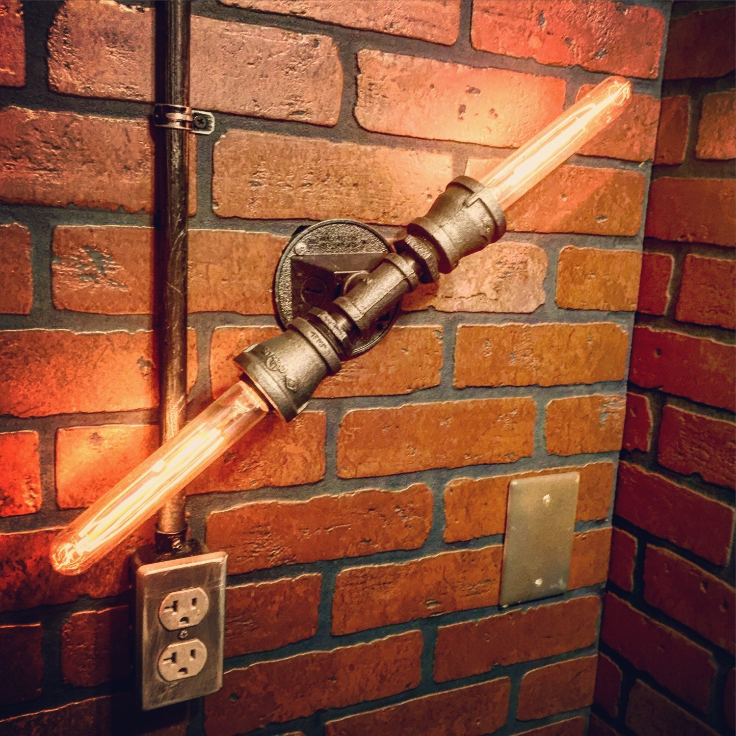 Steampunk Propeller Wall Sconce industrial light. Cast iron