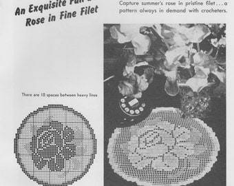 Summer Rose Filet Crochet Doily Pattern