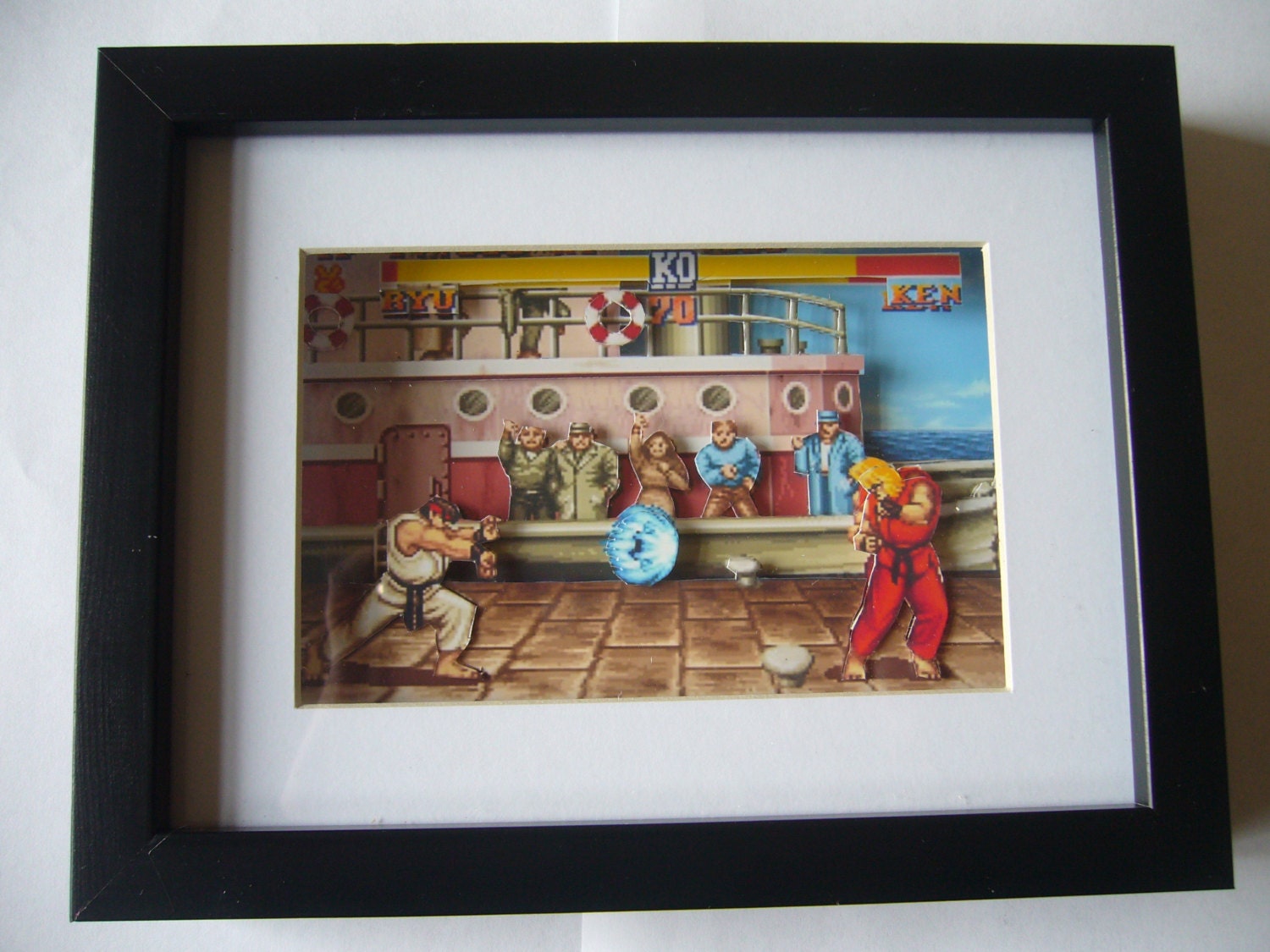 Street Fighter 2 3D Shadow Box Diorama Art Arcade SNES