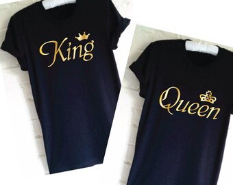 King and Queen T-Shirts. Couple Shirts. Matching Shirts. Set of Wedding Shirts. Honeymoon Shirts. Gifts For The Couple. Mr and Mrs Shirts.
