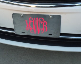 Monogrammed License Plate