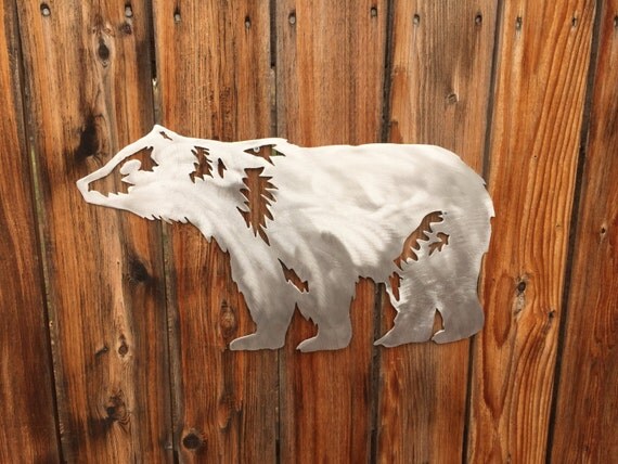Bear wall art. metal bear wall art metal wall art hand