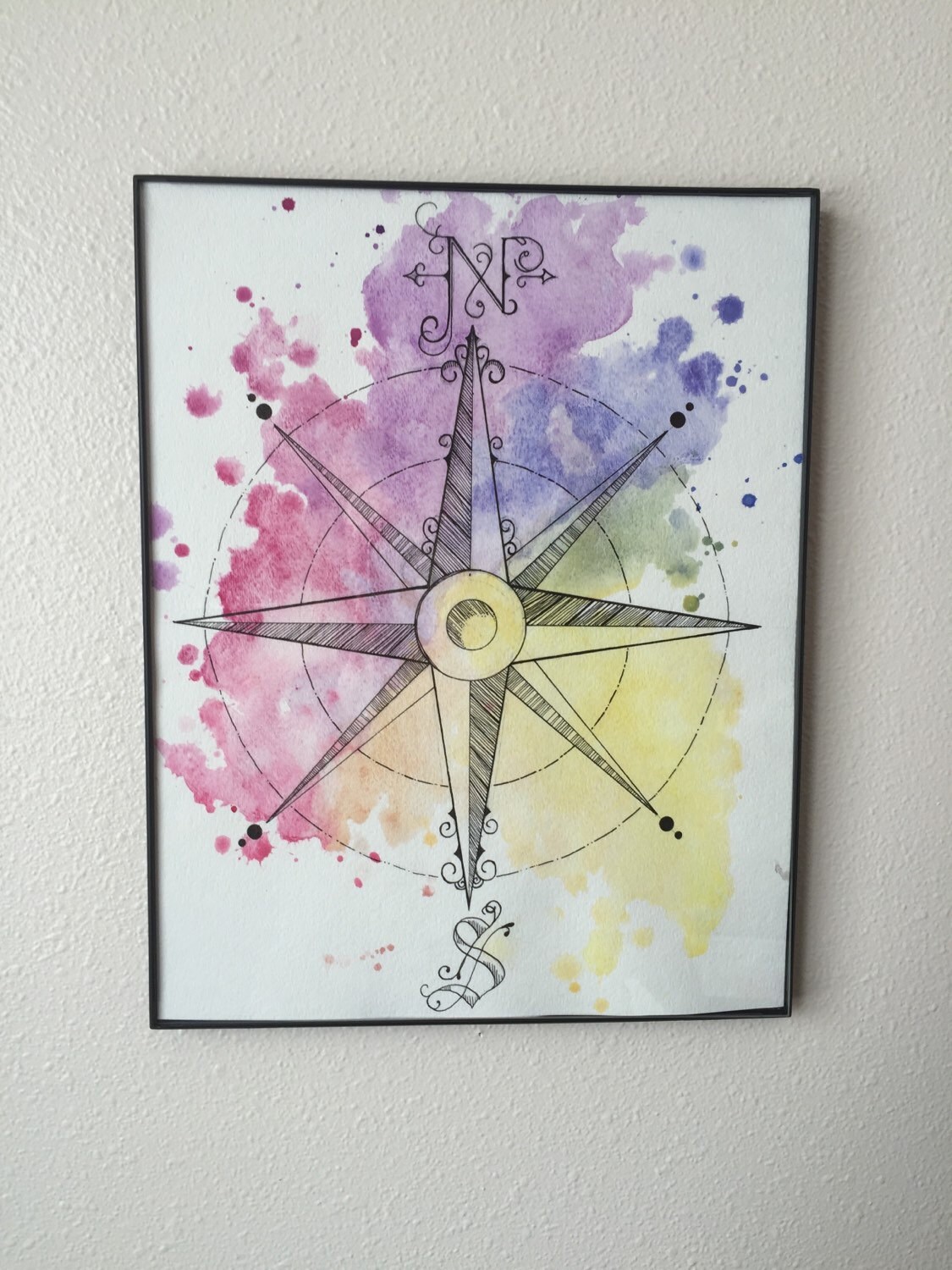 Watercolor Rainbow Compass By Bevcartwrightdesigns On Etsy