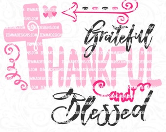 blessed svg - thankful svg - grateful svg - thankful and blessed svg - grateful thankful and blessed svg - god svg - Shirt svg Zemma Designs