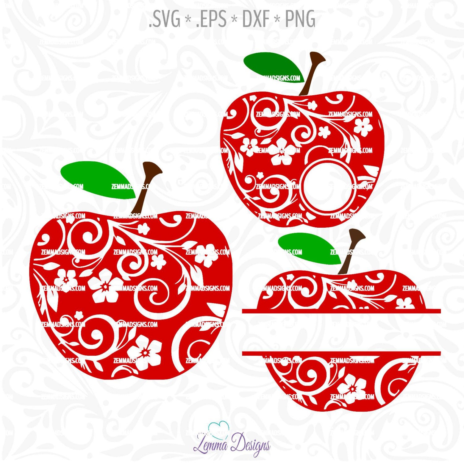 svg files Teacher svg Apple flourish bundle. File types