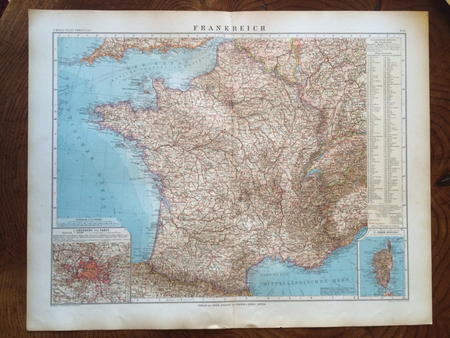 1914 FRANCE Large Original Antique Map, 17 x 22 inches, historical wall ...