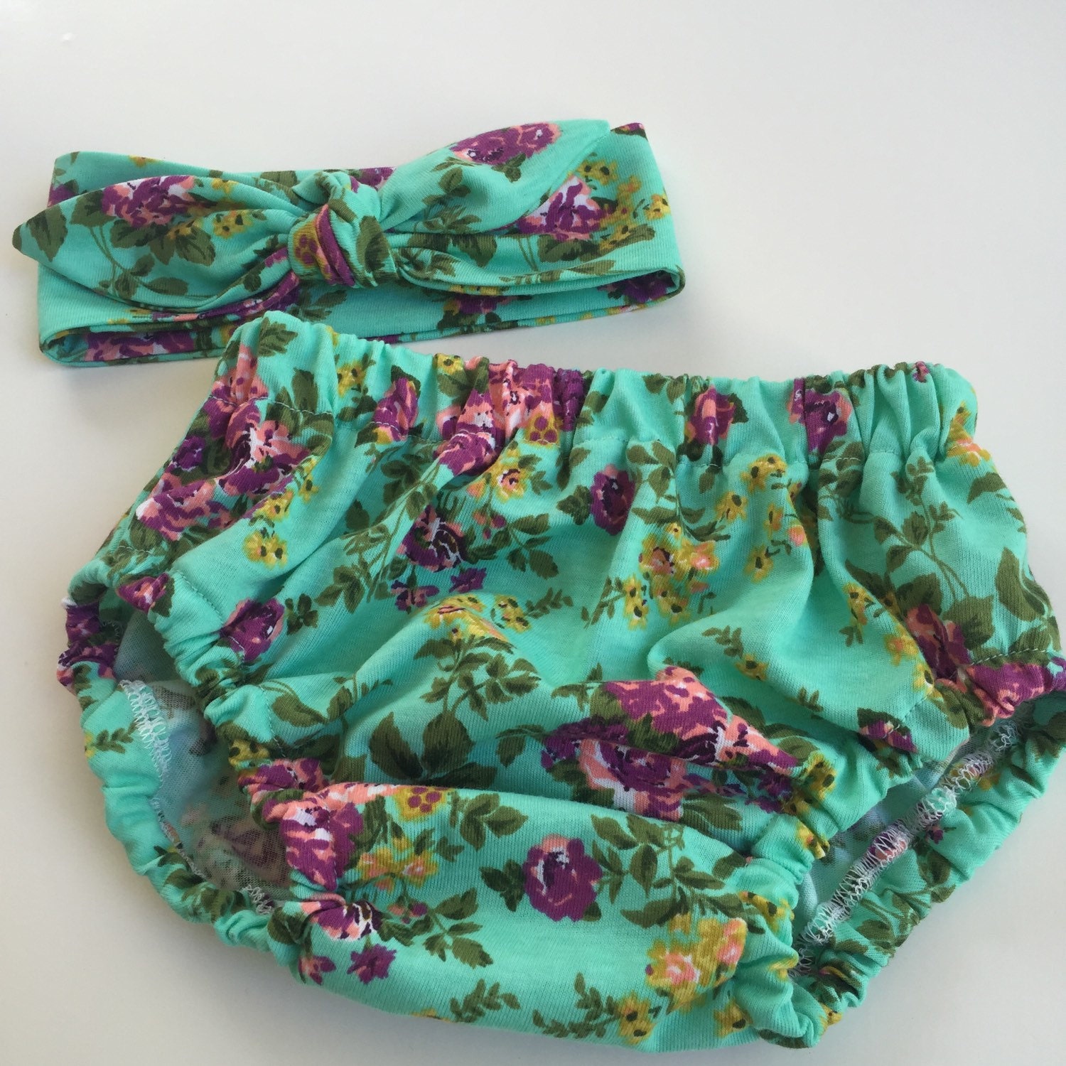 Diaper cover baby girl clothes Mint Green Floral Girl