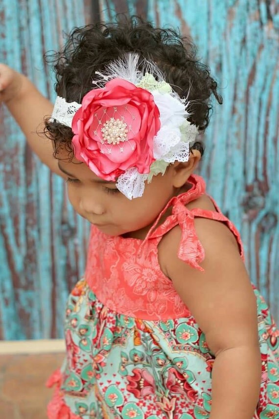 mint and coral headband baby headband lace baby baby headband toddler headband coral headband mint by mint and coral headband baby headband lace baby baby headband toddler headband coral headband mint by