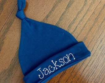 Personalized Baby Hat, Knot Newborn Hat, Monogram Cap