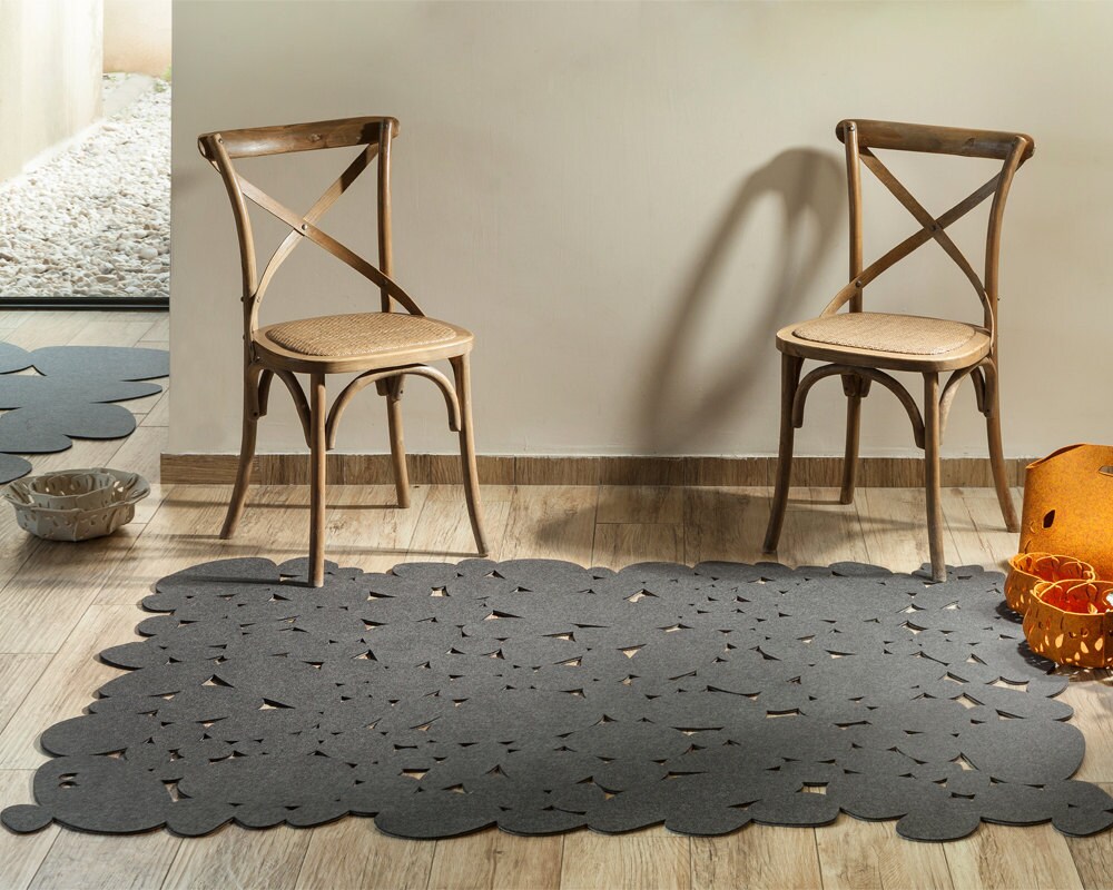 Pebbles Rug wool felt rug felt area rug cut out rug modern