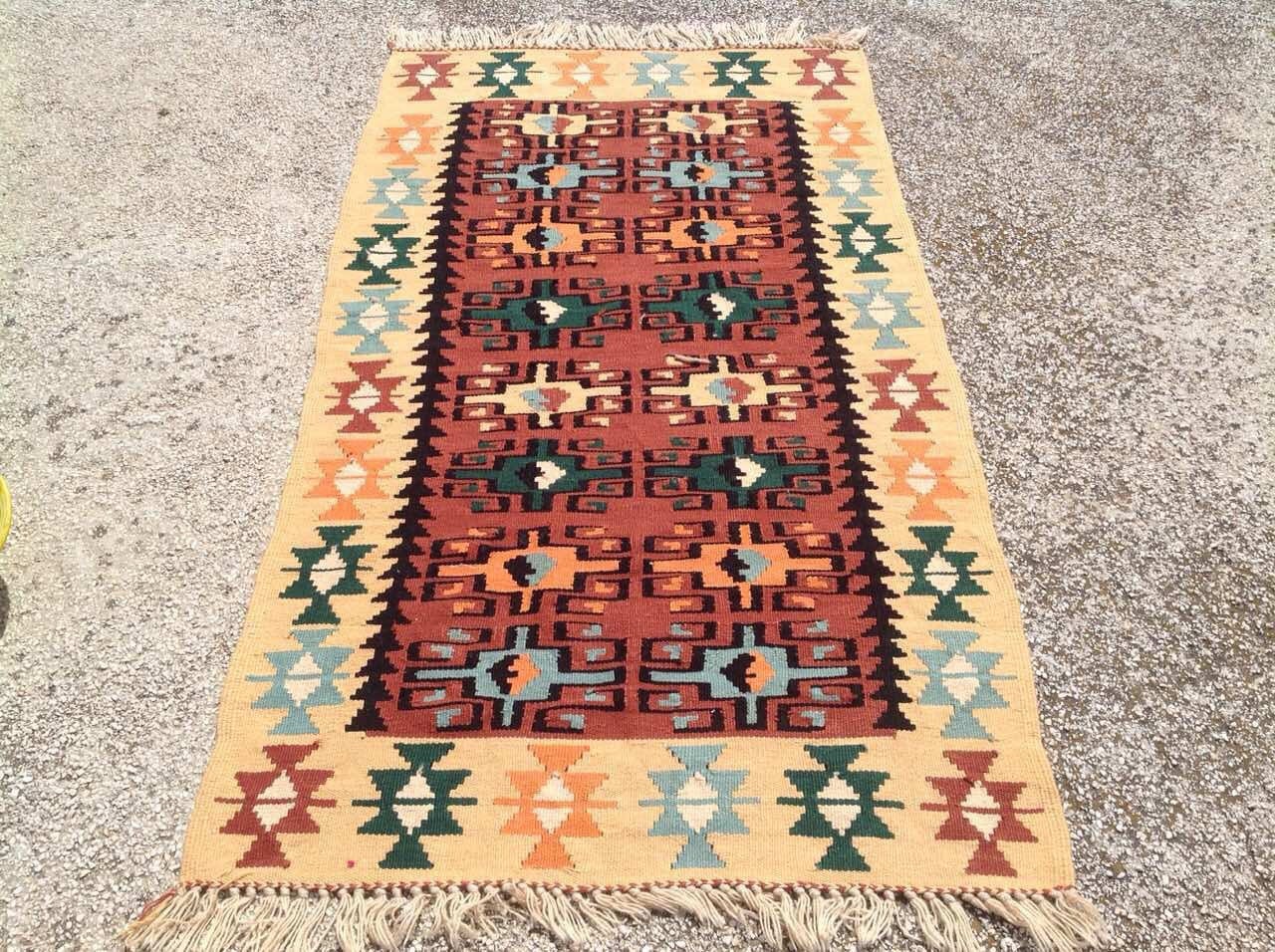 Small kilim rug 64 x 35.5 Entrance rug Vintage