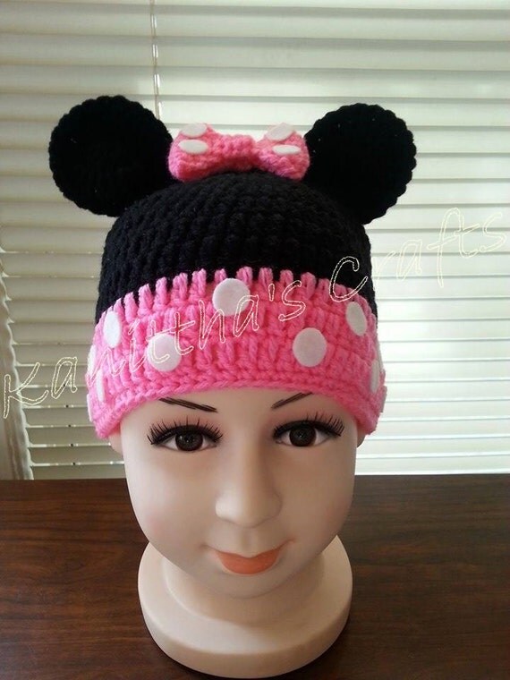 Crochet Minnie Mouse Hat/ Toddler girl hat/Halloween costume