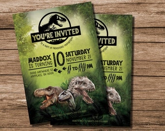 Jurassic World Birthday Invitation, Jurassic World Party, Jurassic World Birthday, Jurassic Park Invitation, Jurassic Park Party, 253098673