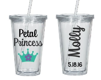 Flower Girl Gift- Petal Princess Cup- Flower Girl Cup- Flower Girl Tumbler- Bridal Party Tumblers- Jr. Bridesmaid Gift