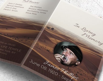 Funeral Memorial Program Template | Order of Service | Memorial Program | Obituary | Funeral Brochure | Editable with MS Word | The Desert