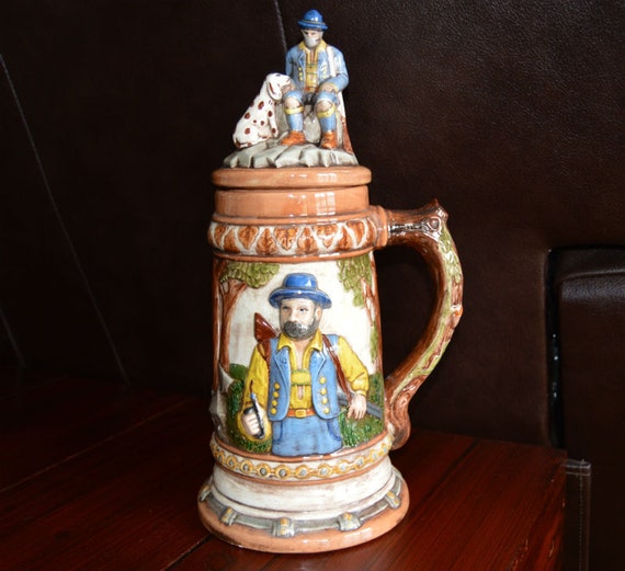 Vintage Beer Stein with Ceramic Lid