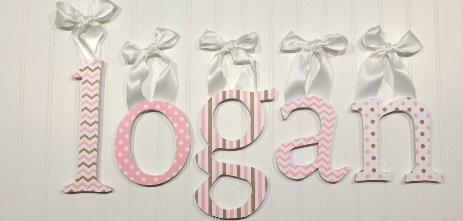 Nursery Letters hanging nursery letters pink by CherryvilleLetters