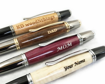 Personalized Pen, Hand Turned Custom Wood Pen, Engraved Wood Pen, Engraved Pen for Him, Groomsmen Gift, Engraved Gift, Boss Gift
