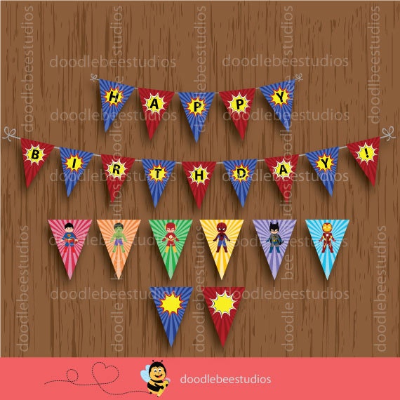 Superheroes Banner Printable Superhero Banner Superhero