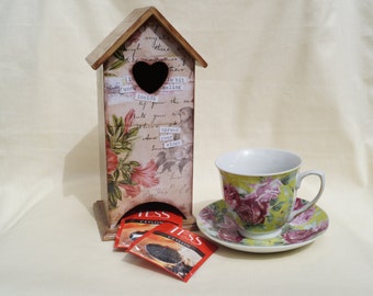 Wooden tea bags holder Memories tea house box wooden tea box tea bag box house for tea bags tea box tea bags storage kitchen decor