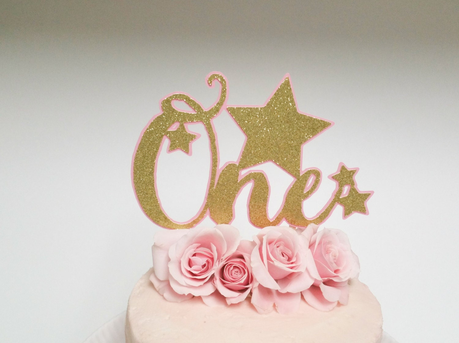 Pink and Gold One Cake Topper Cake Topper Pink and Gold