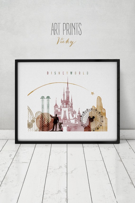 Disney World art print watercolor poster Wall art Disney