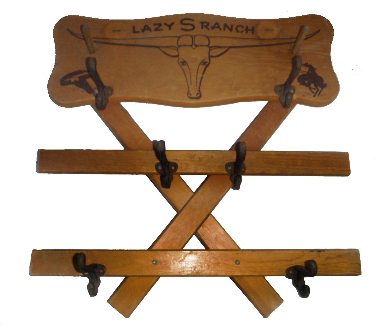 Vintage 1950's Lazy S Ranch toy gun/coat rack collectible