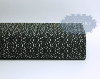 Tissu japonais Seigaiha pointillé noir