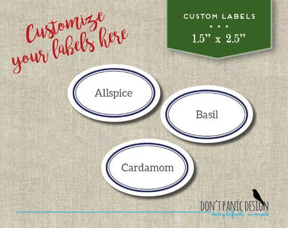 diy printable spice jar labels navy blue oval spice jar
