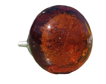 Orange Bubbles Glass Decorative Dresser Drawer, Cabinet or Door Knob Pull - G11d