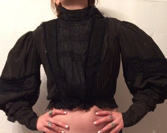 Antique Victorian Mourning Bodice Blouse