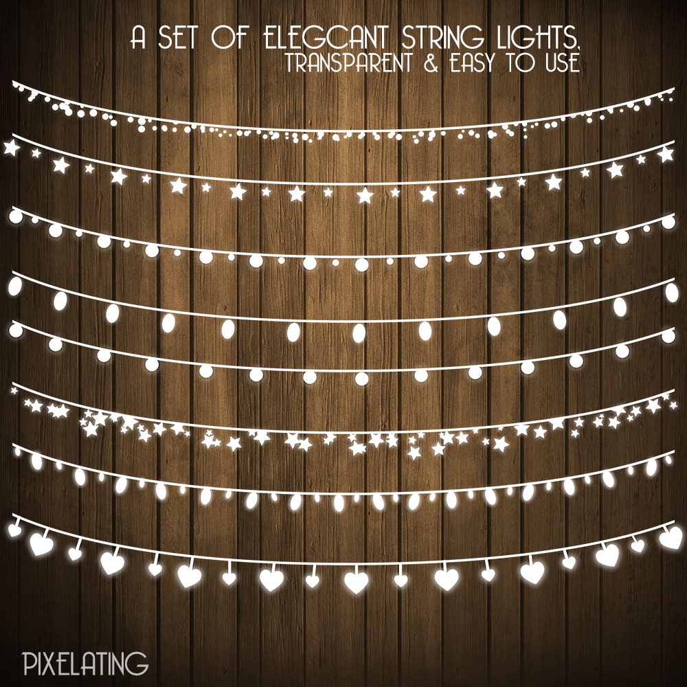 Chalkboard clip art: String Lights digital fairy