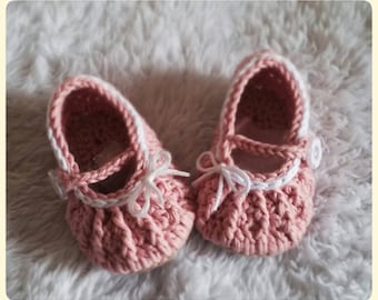 Scarpine bimba a uncinetto rosa antico - Baby girl crochet shoes