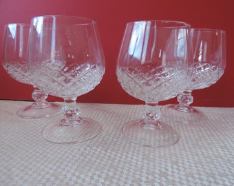 Four Lead Crystal Brandy Glasses Vintage