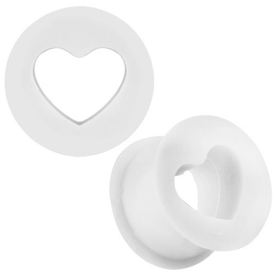 Heart Shape Silicone Ear Tunnel Sizes 8mm 0g by RebelStretchers