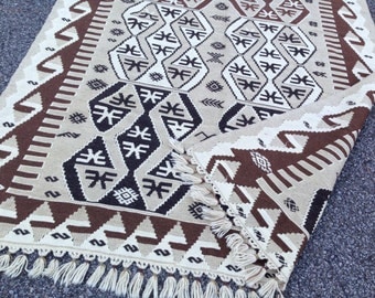 SALE! Bohemian Kilim Rug Vintage Turkish Rug Kilim HandmadeWoven Natural Pure Wool Area Rug Throw Rug Tribal Oushak Rug Office Rug 4'8"x8'