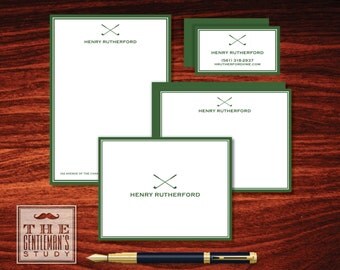 Fairway Big Stationery Bundle - Mens Golf Club Stationary - Notepad Set, Correspondence Cards, Folded Notes, Calling Cards + Optional Labels