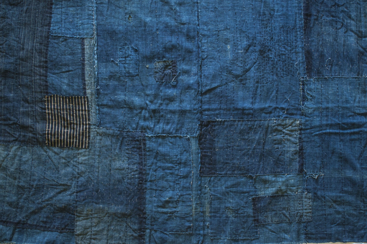 Japanese Boro Futon Cover Beautiful Antique Handwoven Indigo