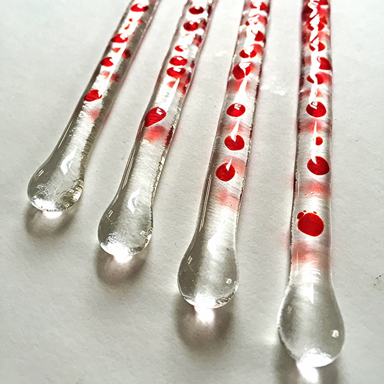 Fused glass swizzle sticks set of 4 by GardenStateGlasswork