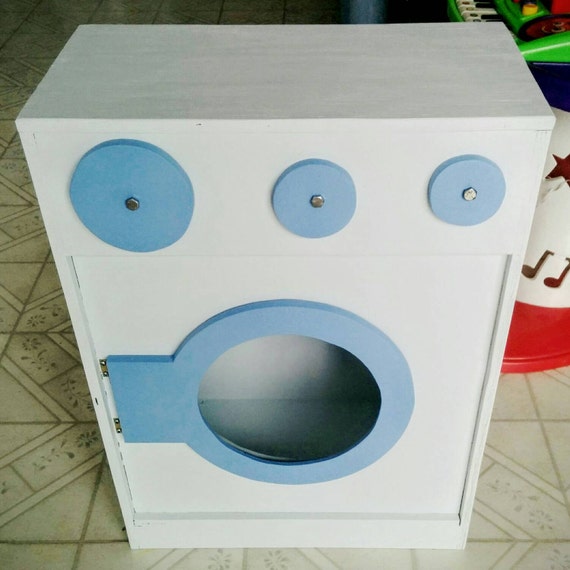Kids solid wooden toy washing machine